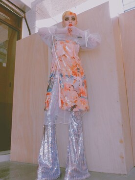 「アイテム（パンツ、シルバー系）」を使った、WEDNESDAYさん（レディース・163cm）の夏コーディネート