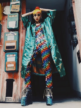 「Jaded London（ジェイデッドロンドン）のアイテム（オールインワン・サロペット）」を使った、WEDNESDAYさん（レディース・163cm）の夏コーディネート
