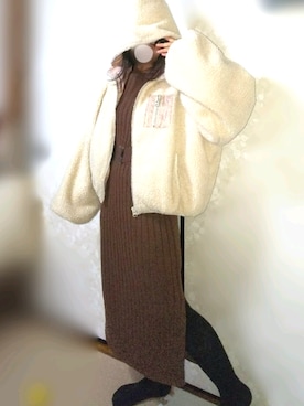 「アプレジュール」｜「アイテム（ブルゾン）」を使った、ぽこさん（レディース・150cm）の冬コーディネート