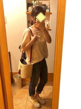 「grove（グローブ）のアイテム（かごバッグ）」を使った、wa☺︎chanさん（レディース・151cm）の夏コーディネート