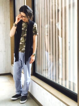 「noon（ヌーン）のアイテム」を使った、平さん（メンズ・175cm）の夏コーディネート