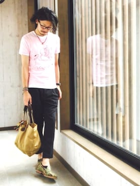 「JACOB JENSEN（ヤコブイェンセン）のアイテム」を使った、平さん（メンズ・175cm）の夏コーディネート