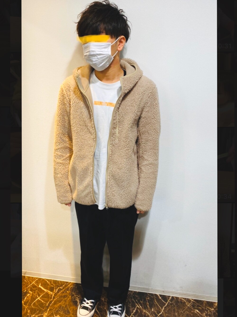 「スニーカー、シンプルコーデ、美容室、グルーミング、男前」｜「CONVERSEのアイテム（スニーカー、ブラック系）」を使った、公式になりたいyasu.美容師さん（メンズ・175cm）の冬コーディネートの1枚目の写真