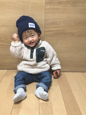 「Lee（リー）のアイテム（ニットキャップ/ビーニー）」を使った、miya❤︎mioさん（キッズ・80cm）の冬コーディネート