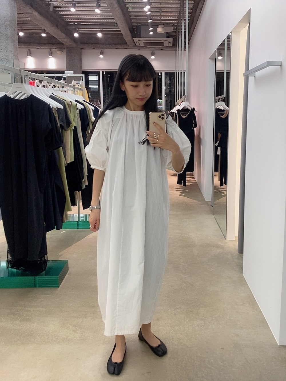 clane クラネ ストレートラインボリュームパフワンピース