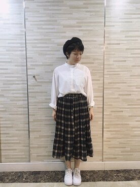「autumn look」｜「アイテム（ハンチング/ベレー帽）」を使った、ダニエルさん（レディース・155cm）の秋コーディネート