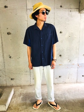 「tk.TAKEO KIKUCHI（ティーケータケオキクチ）のアイテム（帽子）」を使った、KODAI  さん（メンズ・168cm）の夏コーディネート