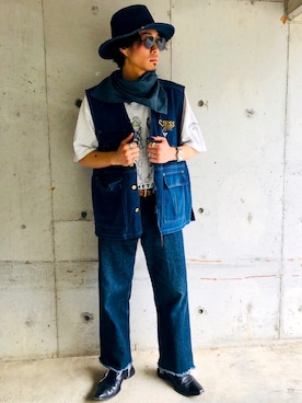 「Guess（ゲス）のアイテム（ベスト）」を使った、KODAI  さん（メンズ・168cm）の夏コーディネート