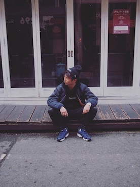 「クリスマス」｜「アイテム（MA-1）」を使った、YUSEIさん（メンズ・176cm）の冬コーディネート