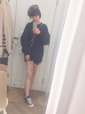 「NICE CLAUP（ナイスクラップ）のアイテム（ハンチング/ベレー帽）」を使った、Mandyさん（レディース・164cm）の秋コーディネート