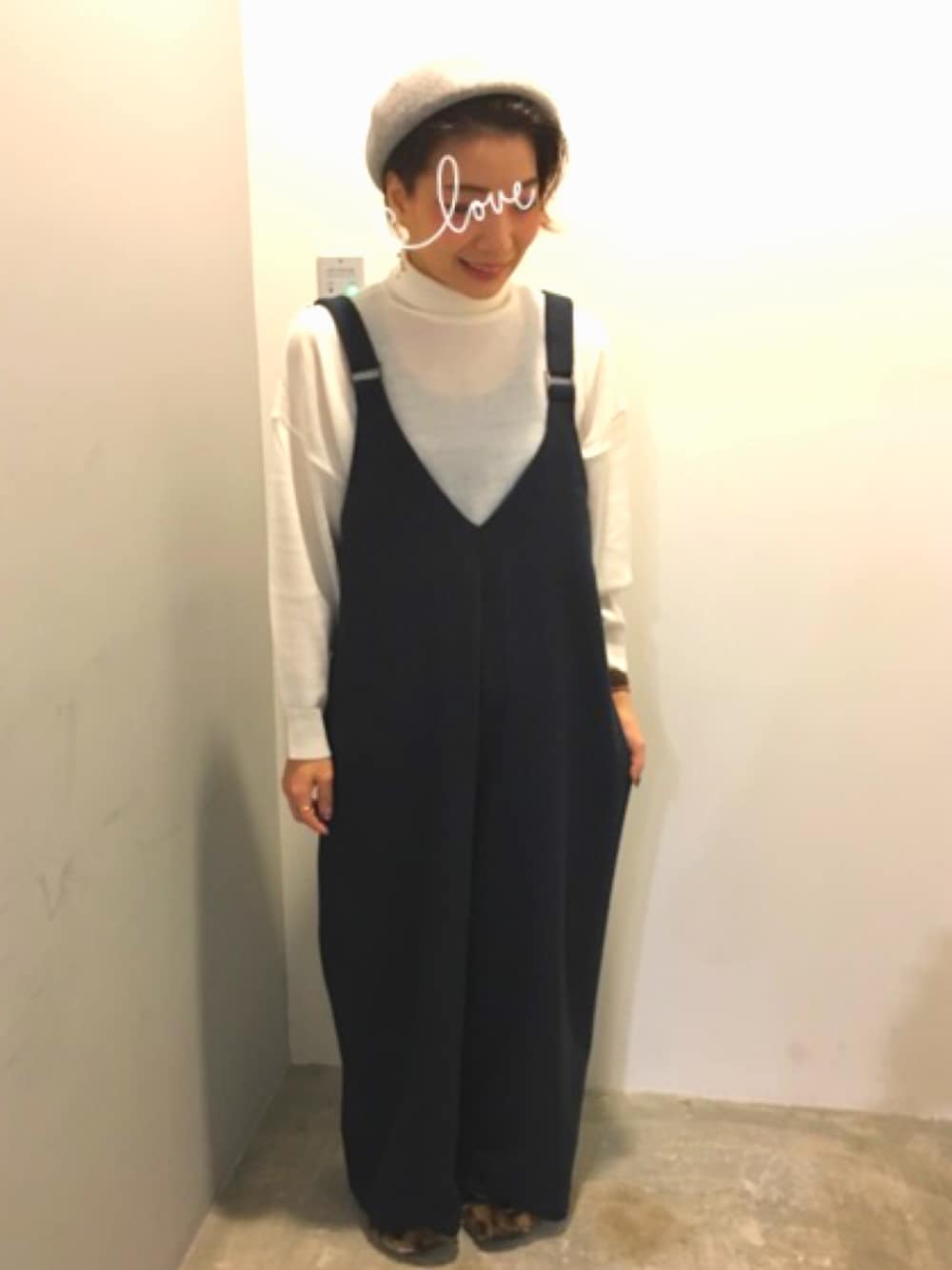 「大人カジュアル、ootd、ゆるコーデ、プチプラ、ニット、冬、タートルネックニット」｜「SEVENDAYS=SUNDAYの・タートルネックニットプルオーバー（ニット/セーター、ホワイト系）」を使った、DA-FUKUさん（レディース・154cm）の秋コーディネートの1枚目の写真