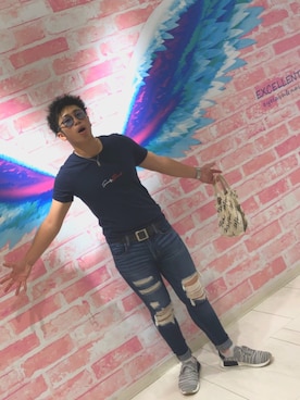 「jiggys shop（ジギーズショップ）のアイテム（トップス）」を使った、黒木涼さん（メンズ・165cm・10代）の夏コーディネート