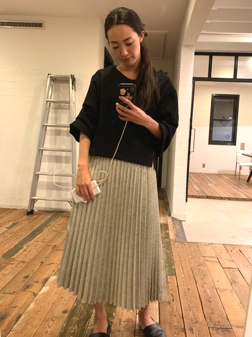 ELENDEEK（エレンディーク）の「メタリックジャガードプリーツスカート 