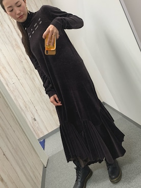 「FACETASM（ファセッタズム）のアイテム（ワンピース/ドレス）」を使った、risaaxoxoさん（レディース・172cm）の冬コーディネート