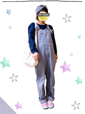 「トイストーリー」｜「アイテム（サロペット/オーバーオール）」を使った、032mさん（レディース・162cm）の冬コーディネート