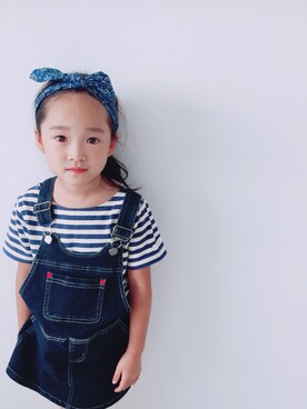 「マリン」｜「アイテム（ジャンパースカート）」を使った、ひなみんさん（キッズ・110cm）の夏コーディネート