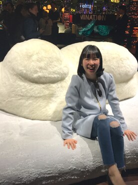 「H&M DIVIDED（エイチアンドエム　ディヴァイデッド）のアイテム（ノーカラージャケット）」を使った、meeさん（レディース・165cm）の冬コーディネート