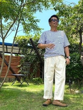「チャイハネ（チャイハネ）のアイテム（スリッポン）」を使った、教授さん（メンズ・172cm）の夏コーディネート