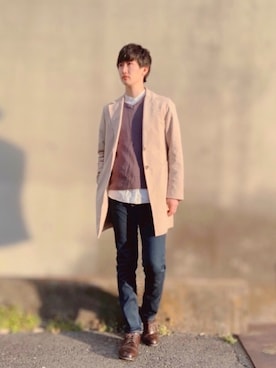 「URBAN RESEARCH（アーバンリサーチ）のアイテム（チェスターコート）」を使った、Manelさん（メンズ・171cm）の春コーディネート