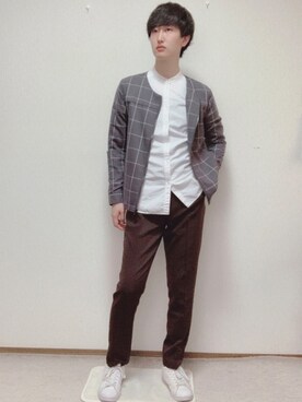 「ZIP FIVE（ジップファイブ）のアイテム（ノーカラージャケット）」を使った、Manelさん（メンズ・171cm）の春コーディネート