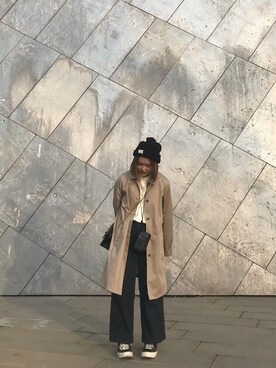 「花見」｜「アイテム（トレンチコート）」を使った、Alina Chiuさん（レディース・153cm）の春コーディネート