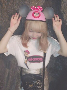 「Disney（ディズニー）のアイテム（ハット、ピンク系）」を使った、c_h_i_e / オオクボチエさん（レディース・153cm）の秋コーディネート