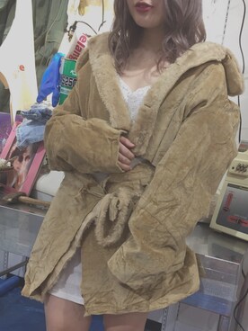 「USEDのアイテム（ワンピース、ブラウン系）」を使った、c_h_i_e / オオクボチエさん（レディース・153cm）の秋コーディネート