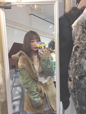 「USEDのアイテム（ワンピース、ベージュ系）」を使った、c_h_i_e / オオクボチエさん（レディース・153cm）の秋コーディネート