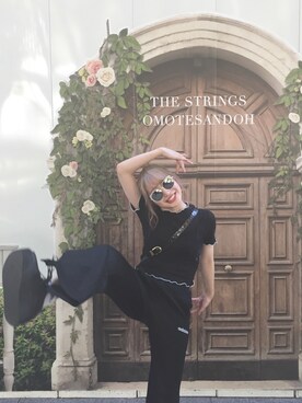 「ZARA（ザラ）のアイテム（Tシャツ/カットソー、ブラック系）」を使った、c_h_i_e / オオクボチエさん（レディース・153cm）の秋コーディネート