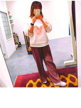 「snidel」｜「アイテム（スウェット）」を使った、やま あやさん（レディース・155cm）の春コーディネート