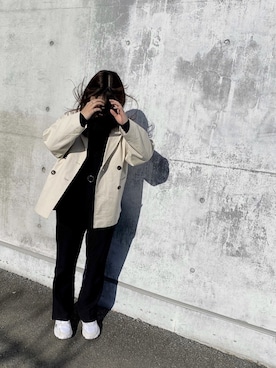 「RETRO GIRL（レトロガール）のタックセミフレアパンツ（その他パンツ）」を使った、Kya®️inさん（レディース・161cm）の春コーディネート