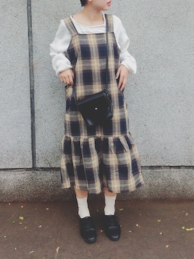 「school」｜「アイテム（ワンピース/ドレス）」を使った、ziさん（レディース・157cm）の春コーディネート