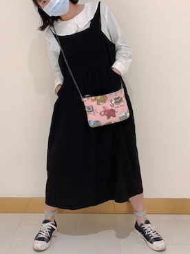 「MUJI」｜「アイテム（ワンピース/ドレス）」を使った、ziさん（レディース・157cm）の冬コーディネート