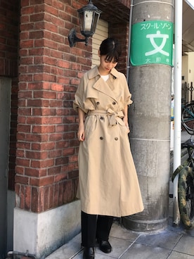 「ADAM ET ROPE'（アダムエロペ）のアイテム（トレンチコート）」を使った、ami     yonemitsuさん（レディース・167cm）の秋コーディネート