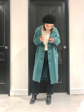 「アイテム（チェスターコート、グリーン系）」を使った、miyu___kiさん（レディース・153cm）の秋コーディネート