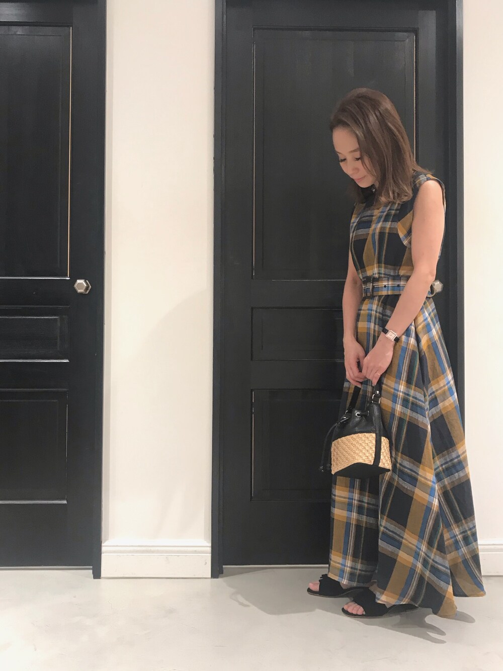 バナーバレット リネンチェックドレス マキシ丈 ワンピース ロング　マキシ丈 Banner Barrett（バナーバレット）の「LINEN CHECK DRESS