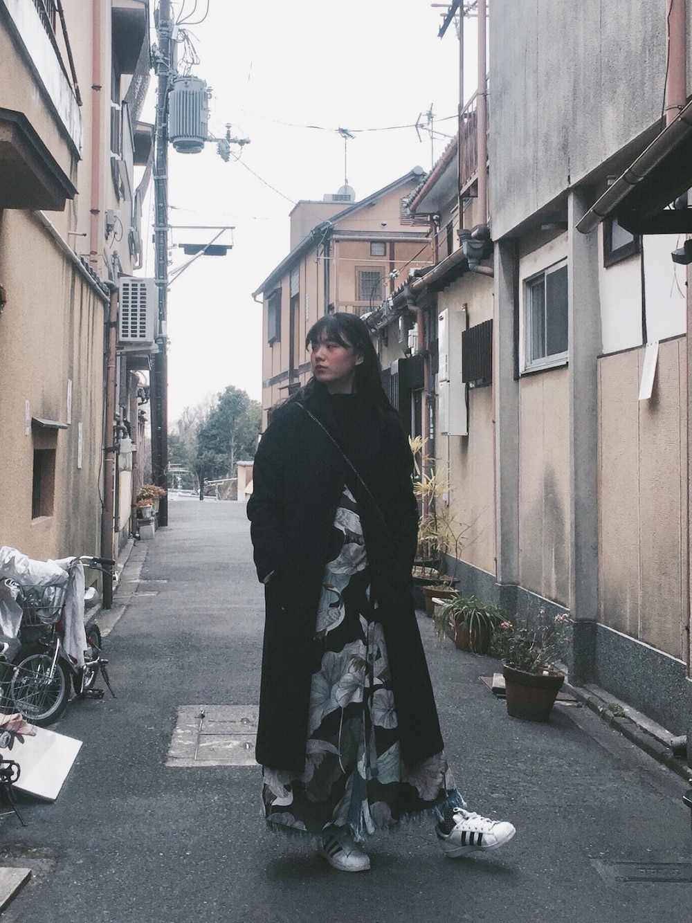 「kimono、ZARA、kyoto」｜「ZARAのアイテム（ジャケット/アウター、ブルー系）」を使った、Chen-Xin Wangさん（レディース・163cm）の夏コーディネートの1枚目の写真