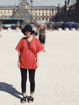 「mercibeaucoup,（メルシーボークー）のアイテム」を使った、Dino Dさん（キッズ・74cm）の夏コーディネート