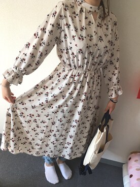 「archives（アルシーヴ）のアイテム（ワンピース、ベージュ系）」を使った、美姫丸さん（レディース・153cm）の春コーディネート