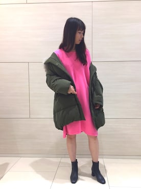 「オーバーサイズコート」｜「アイテム（ダウンジャケット/コート）」を使った、な つ みさん（レディース・170cm）の秋コーディネート