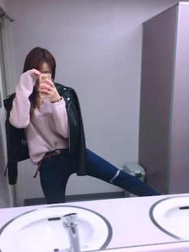 「オルチャンファッション」｜「アイテム（ライダースジャケット）」を使った、Riさん（レディース・158cm）の秋コーディネート