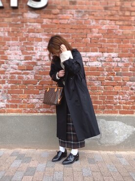 「ゆるニット」｜「アイテム（トレンチコート）」を使った、　si.さん（レディース・158cm）の冬コーディネート
