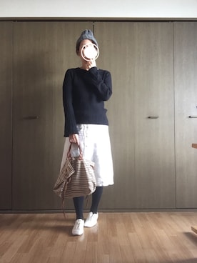 「定番」｜「アイテム（ニットキャップ/ビーニー）」を使った、あいかさん（レディース・163cm）の秋コーディネート