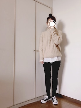 「INUOVO（イヌーボ）のアイテム」を使った、あいかさん（レディース・163cm）の秋コーディネート