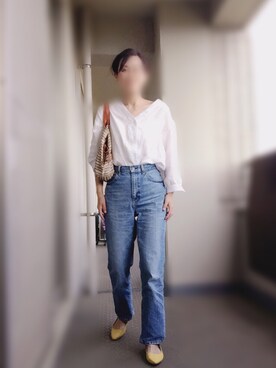 「fifth（フィフス）のVネックラインデザインブラウス（シャツ/ブラウス）」を使った、あいかさん（レディース・163cm）の春コーディネート