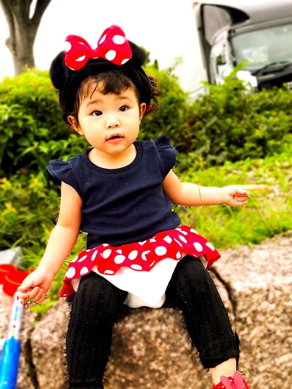 「wearhalloween2019、ディズニー、disney、キッズコーデ、西松屋、赤ちゃんホンポ」｜「貰い物のアイテム（トップス、ブラック系）」を使った、honochan୨୧さん（キッズ・90cm）の秋コーディネートの1枚目の写真