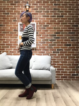 「差し色(赤)」｜WA ORientalTRaffic 高岡店さん（レディース・160cm）の秋コーディネート