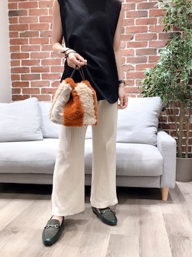 「リブニットパンツ」｜WA ORientalTRaffic 高岡店さん（レディース・160cm）の秋コーディネート