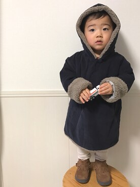 「小人コート」｜chibipe−kunさん（キッズ・80cm）の冬コーディネート