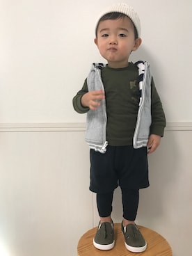 「babygap」｜「アイテム（その他アウター）」を使った、chibipe−kunさん（キッズ・80cm）の冬コーディネート